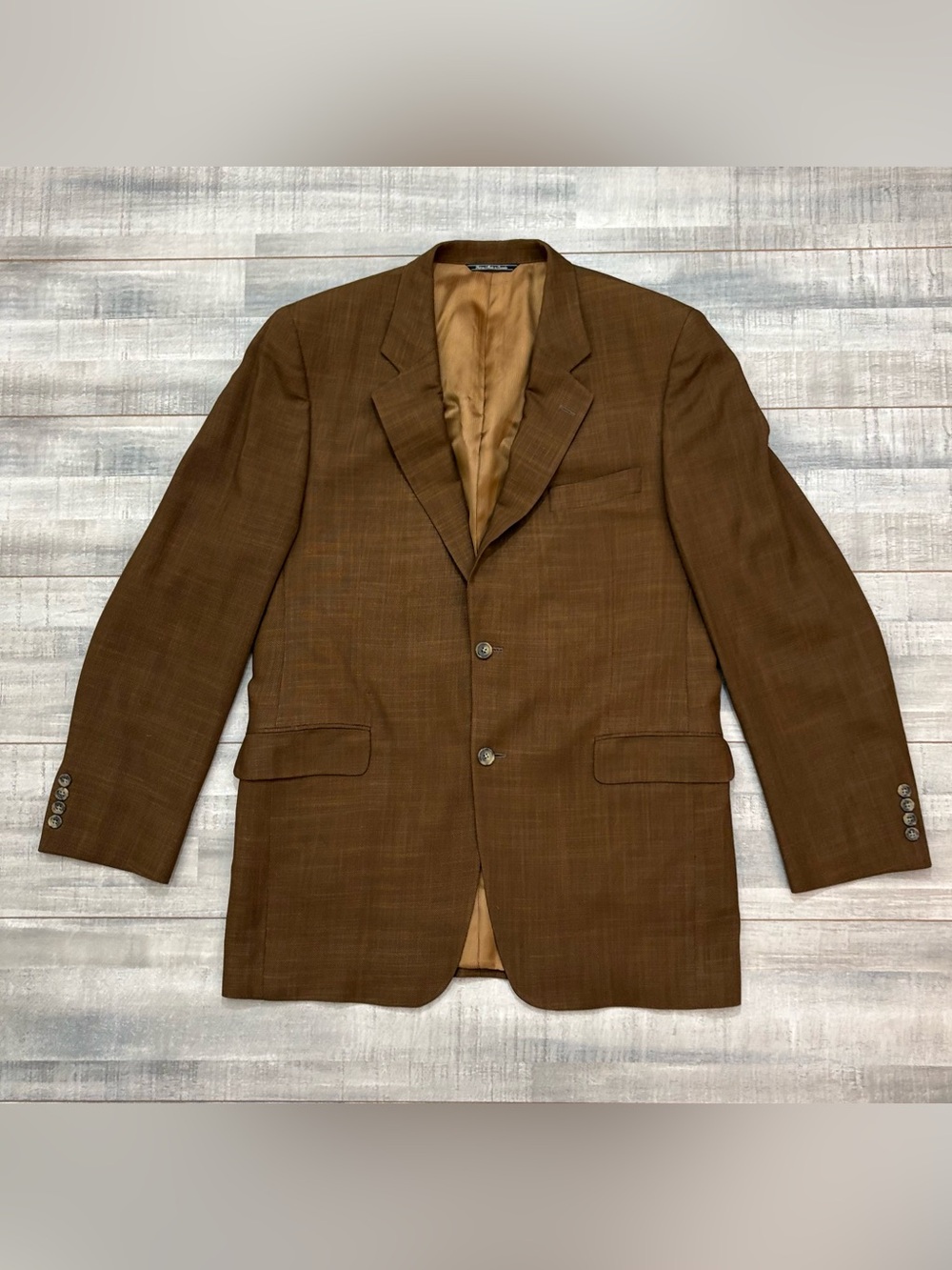 Jack Victor Resort Lucawood Blazer 42L Brown Silk Wool Sport Coat Fratelli Italy